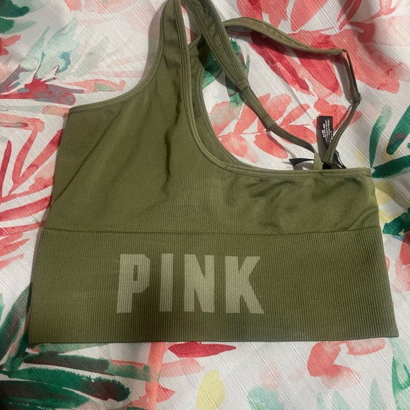 PINK Women’s Olive Green Victoria Secret Sports Bra Size Medium - Picture 4 of 5
